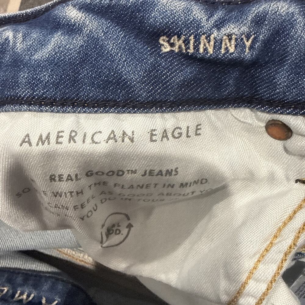 American Eagle Airflex 360 Patched Athletic Skinny Fit Jeans Size 30 X 30 Mens - Picture 10 of 12